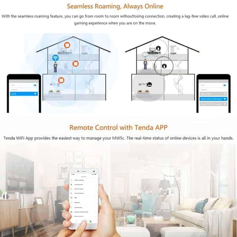 توسعه دهنده محدوده بیسیم تندا مدل Nova MW5C AC1200 بسته 3 عددی