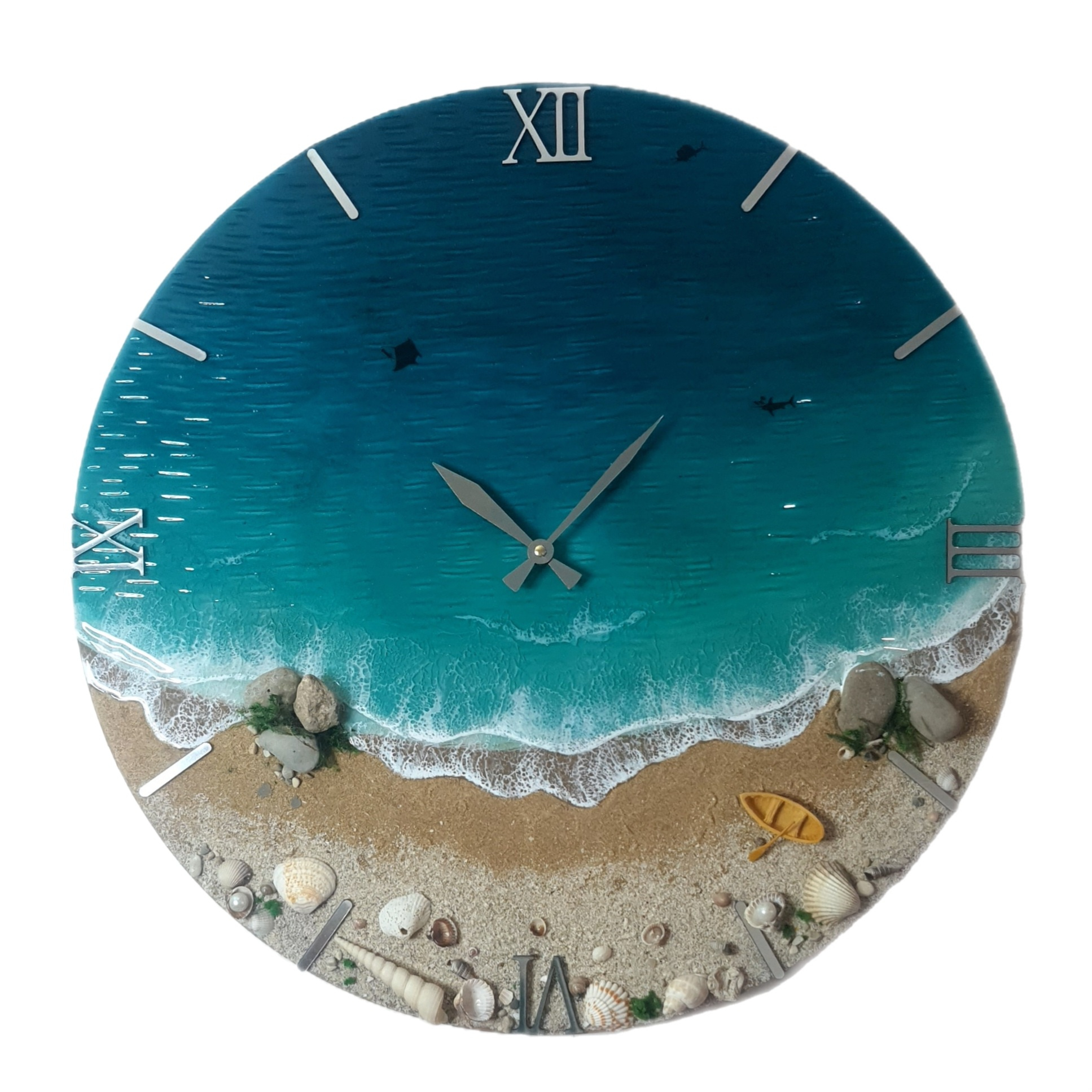 ساعت دیواری رزینی طرح ساحل و دریا