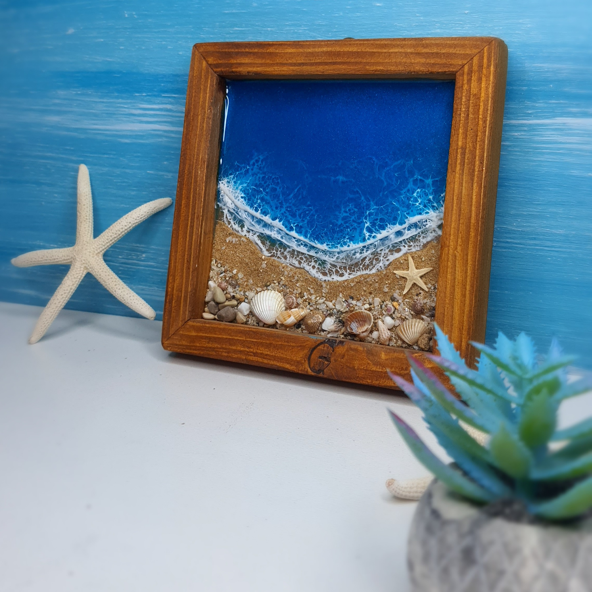 تابلو رزینی طرح دریا و ساحل