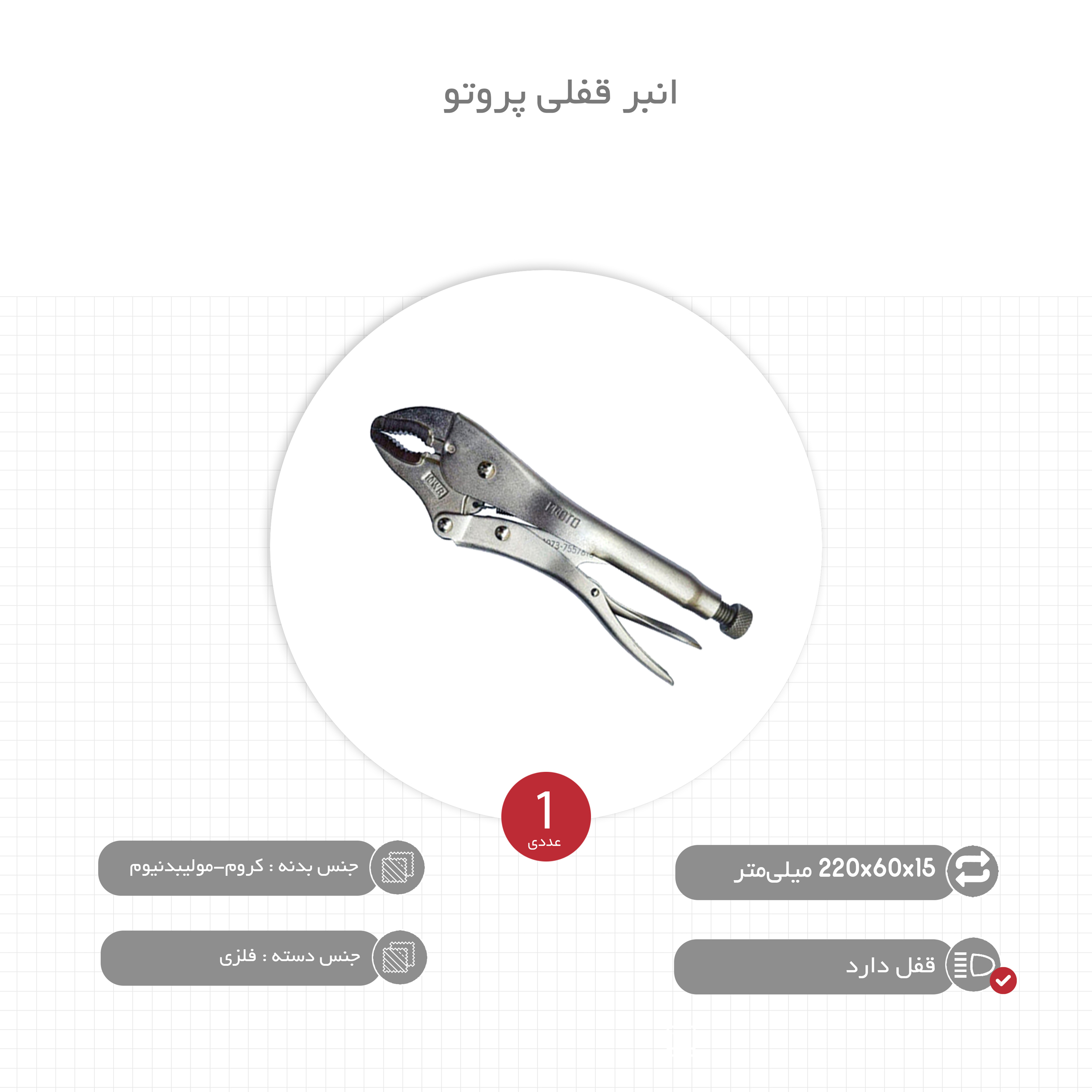 انبر قفلی پروتو کدRAP05 سایز 10اینچ