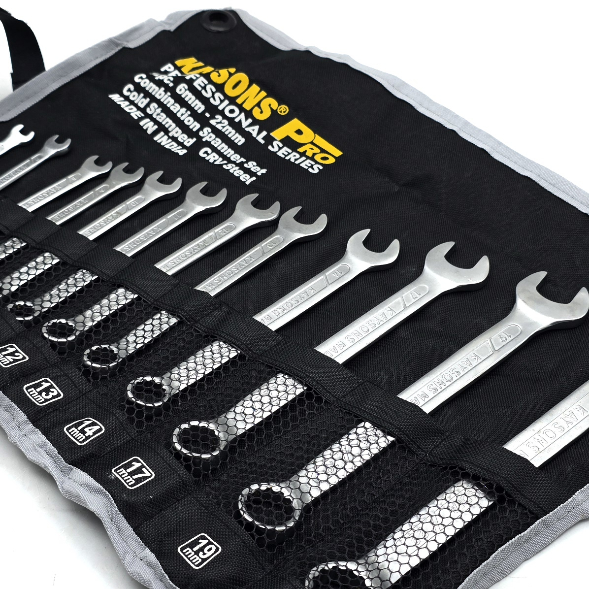 آچار یکسر تخت و یکسر رینگی کیسون مدل 6MM-22MM-12PCS مجموعه 12 عددی