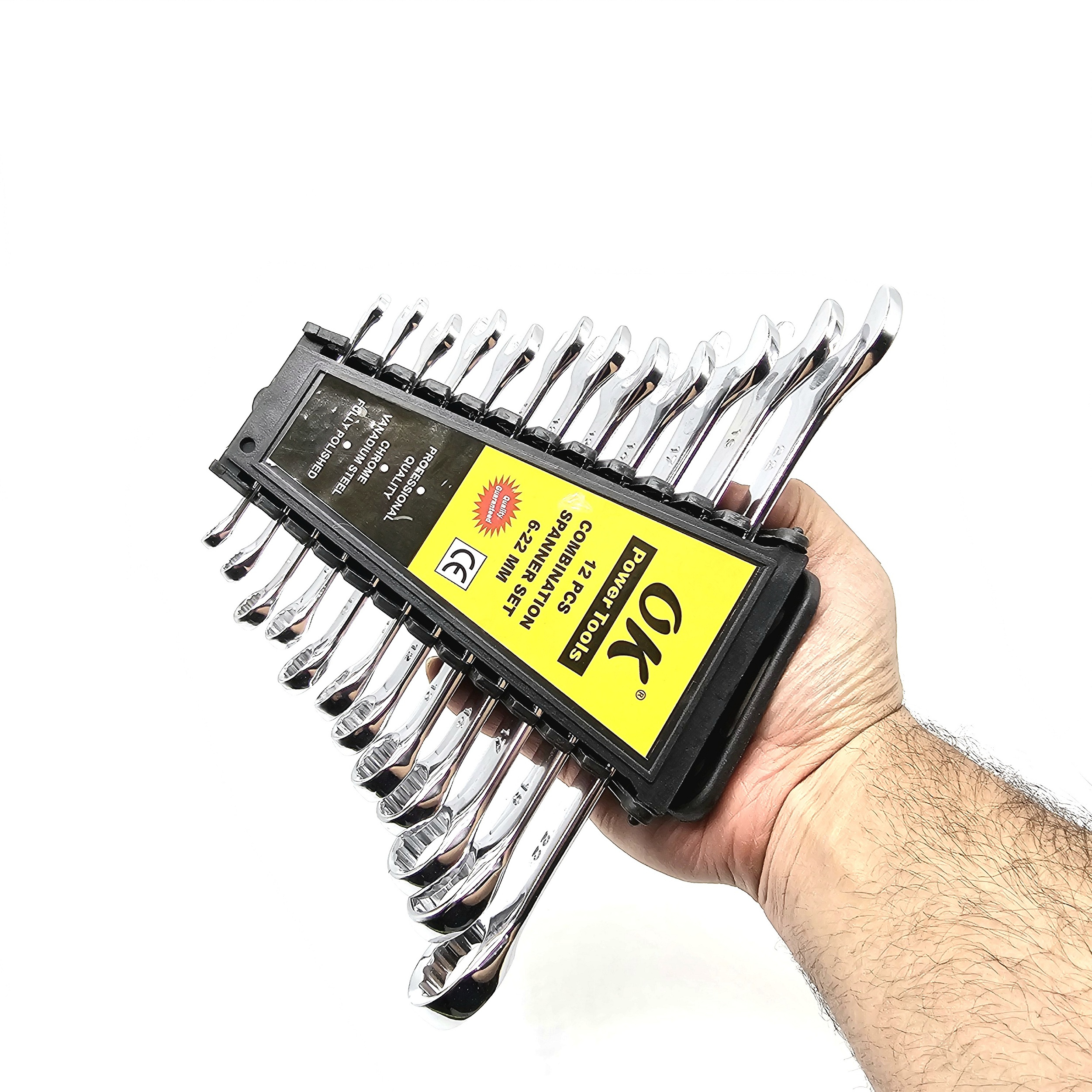 آچار یکسر تخت و یکسر رینگی اوکی مدل POWER_TOOLS کد 12 مجموعه 12 عددی