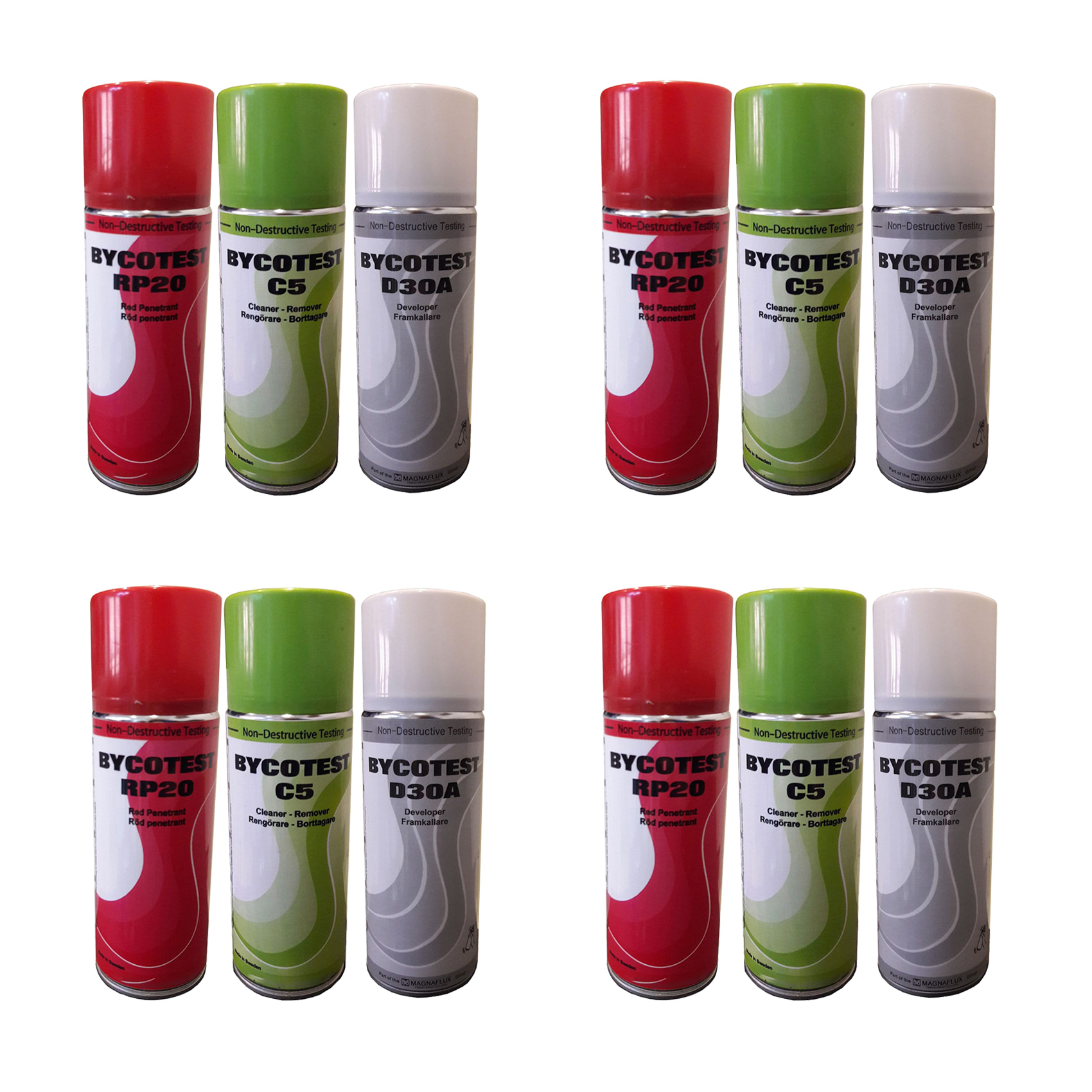 اسپری تست مایعات نافذ بایکوتست مدل C5-D30A-RP20 حجم 400 میلی لیتر مجموعه 12 عددی