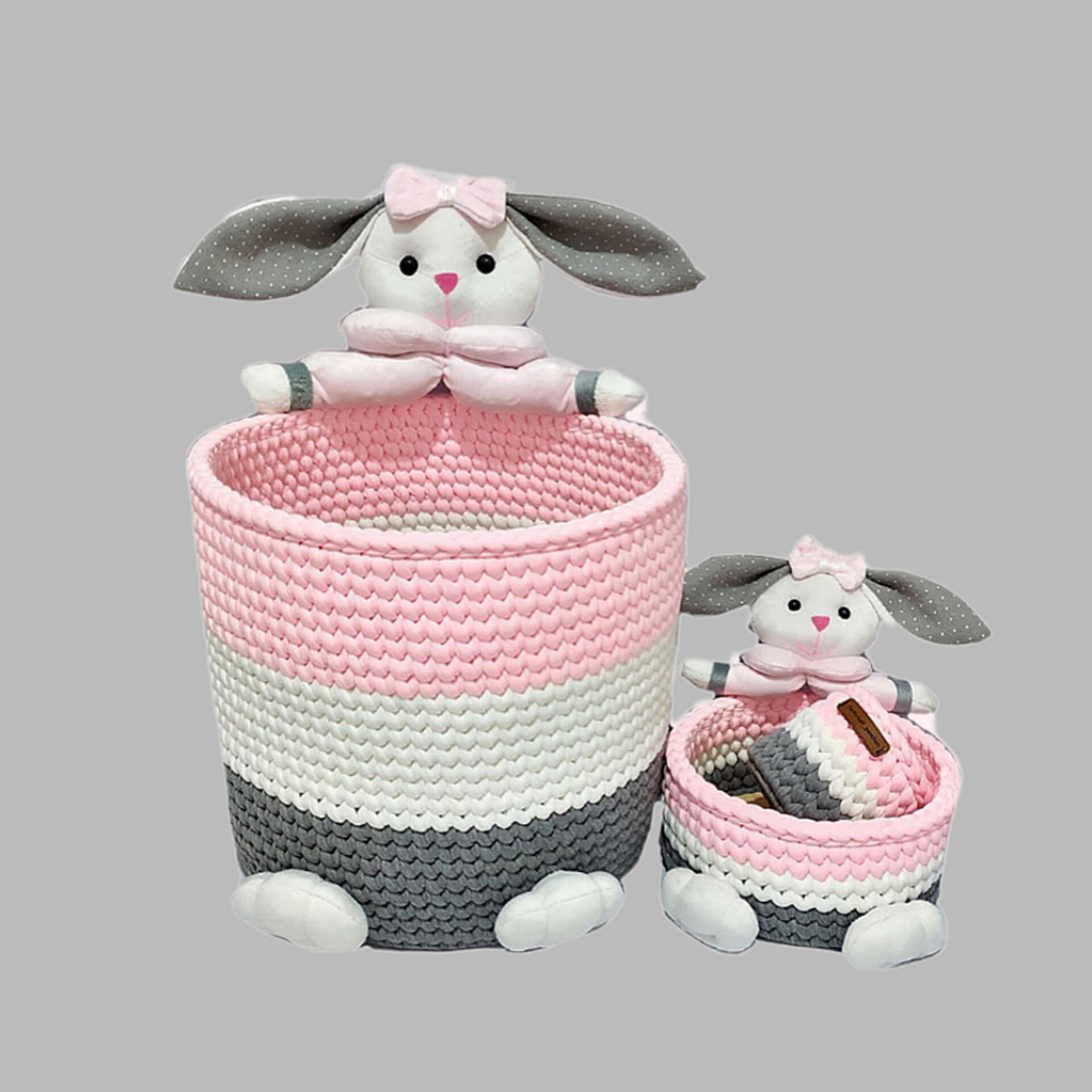 ست سبد قلاب بافی تریکو عروسکی کد 2 مجموعه 2 عددی