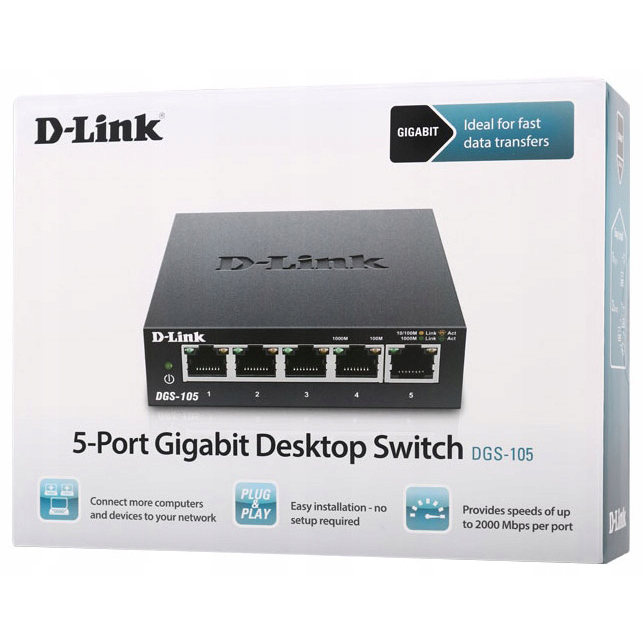 سوییچ 5 پورت گیگابیتی دی-لینک مدل DGS-105