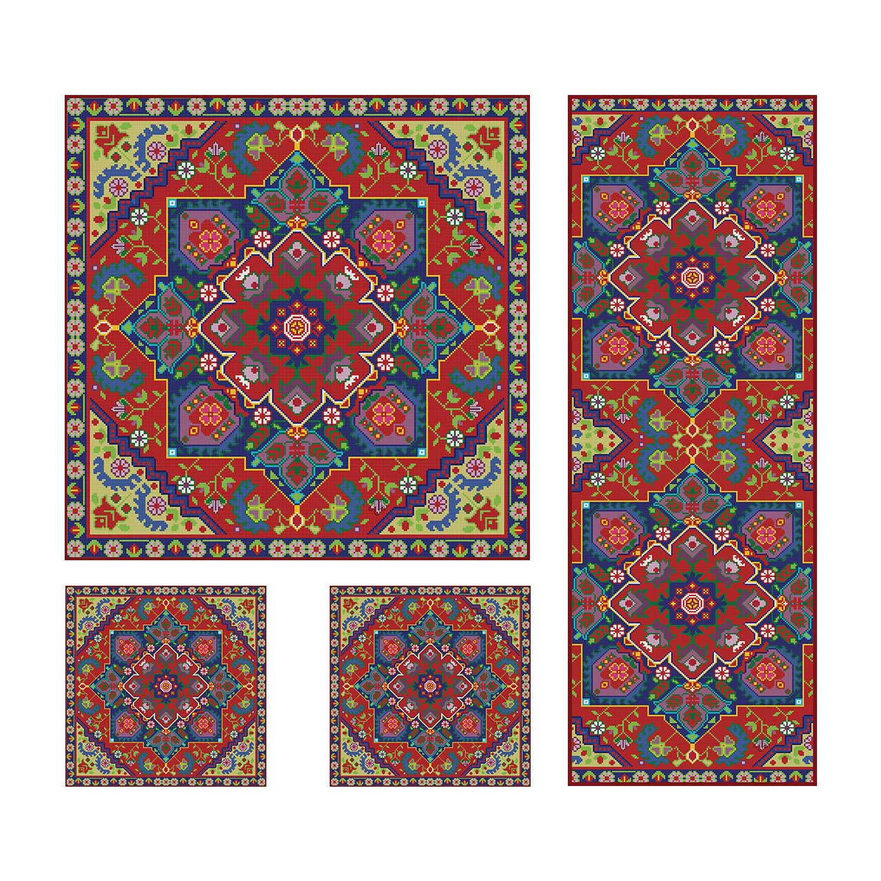 ست رومیزی 4 تکه شمسه نگار کد Tr542DR4