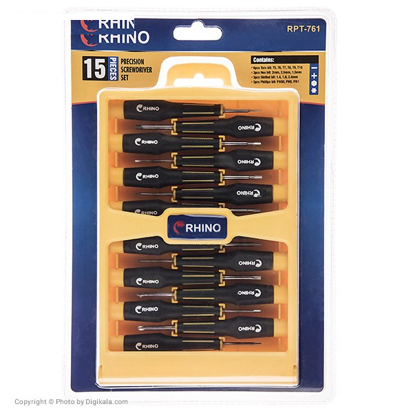 مجموعه 15 عددی پیچ گوشتی ساعتی رینو مدل RPT-761