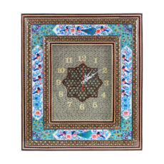 ساعت دیواری خاتم کاری مدل نقاشی گل و مرغ کد 3024