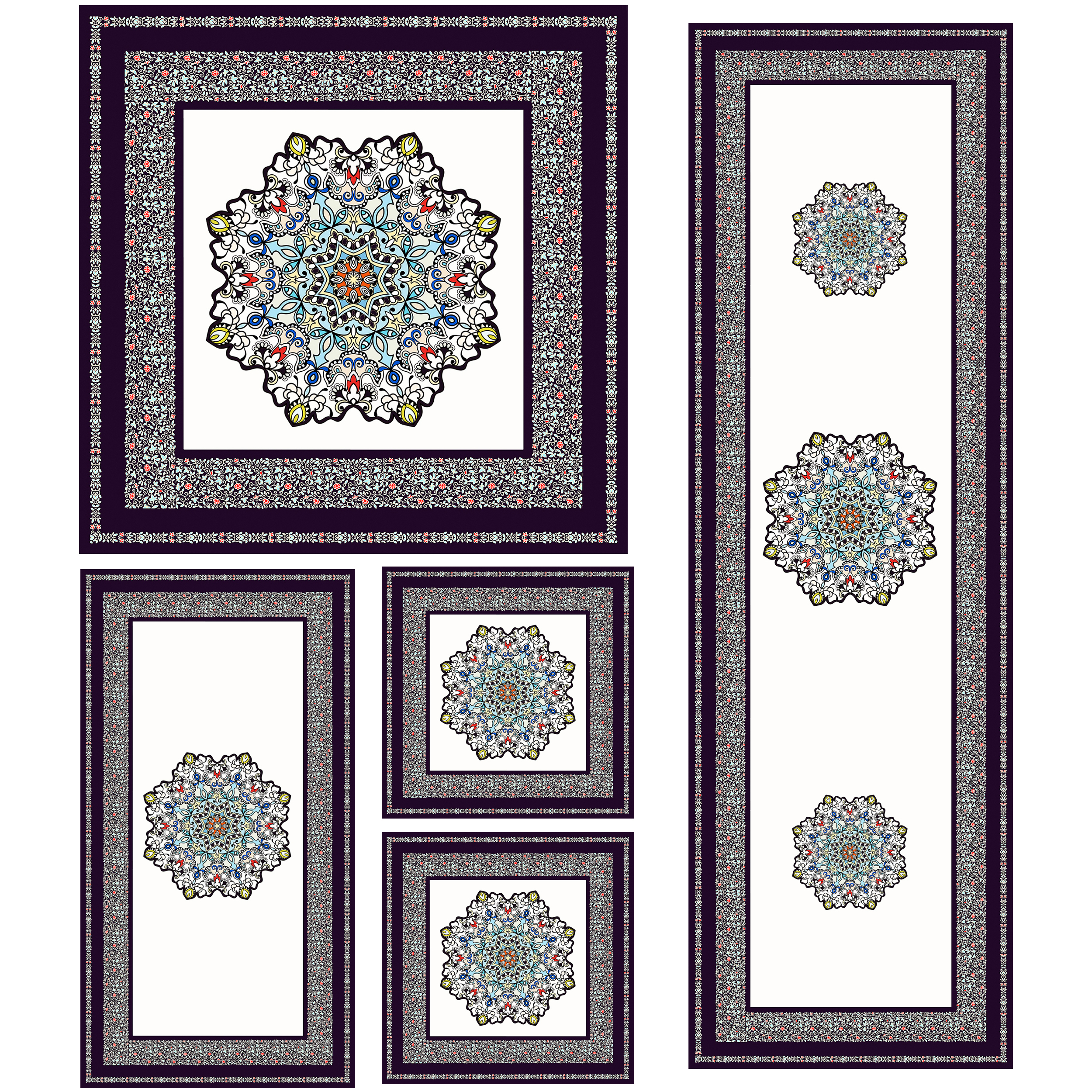 ست رومیزی 5 تکه طرح سنتی کد 9950