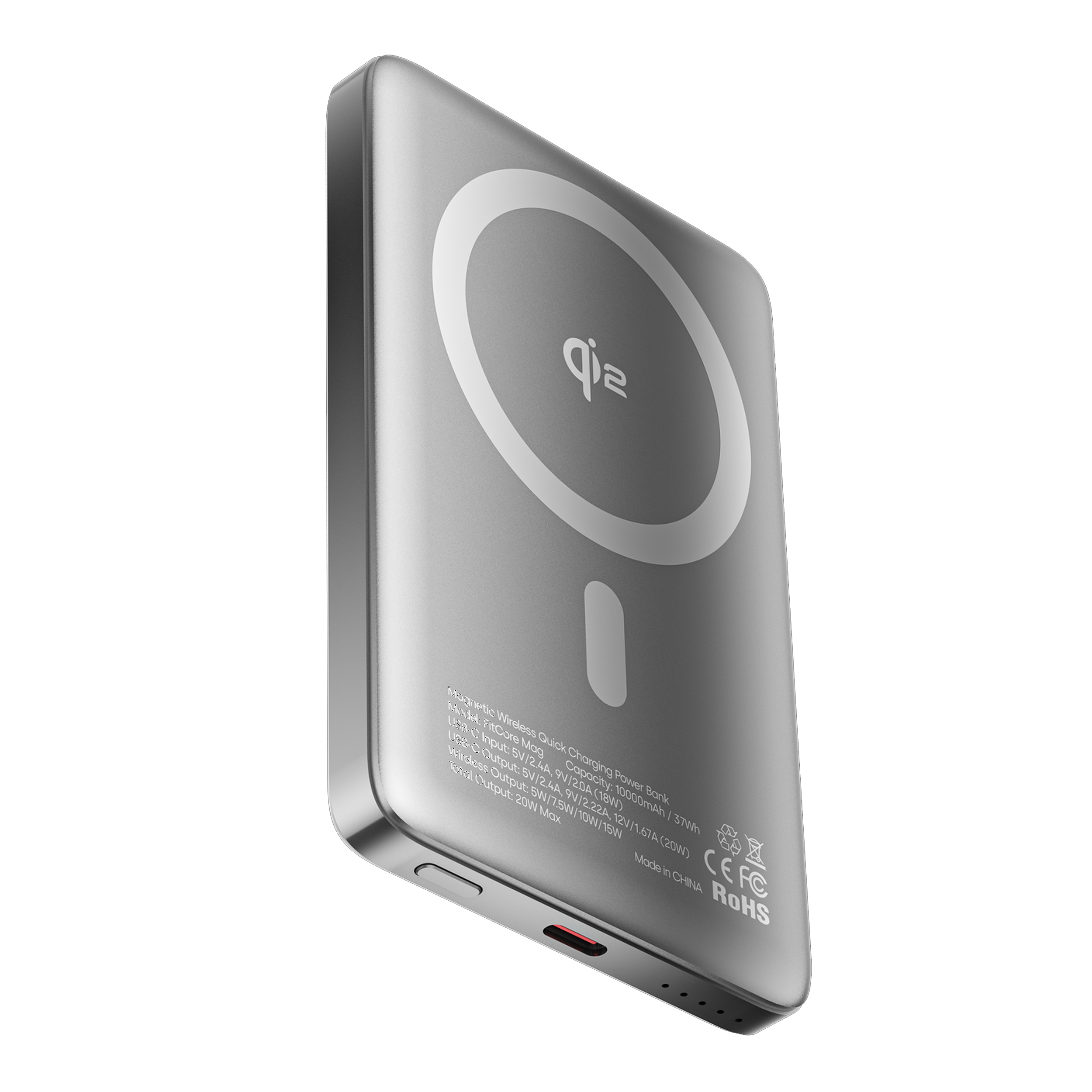 پاوربانک بی‌سیم 15وات گلوریمی مدل FitCore Mag ظرفیت 10000 میلی آمپر ساعت