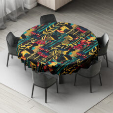 رومیزی مدل گرد مخمل طرح آفریقایی مدرن کد 11027