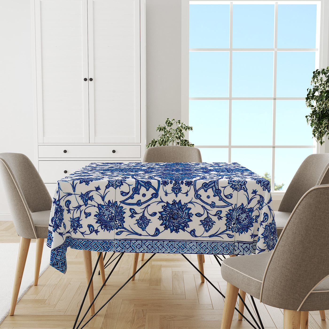 رومیزی مدل مخمل فیروزه me003