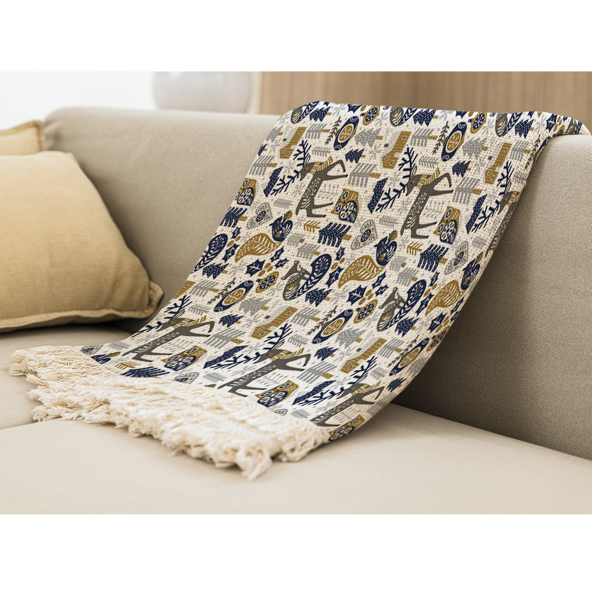 شال مبل بارمان دکور طرح کریسمس کد 33 سایز 98x180 سانتی متر