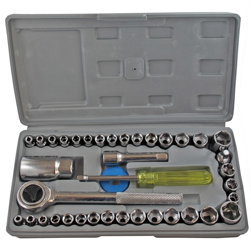 جعبه بکس درایو 1/4 و3/8 مدل 001 مجموعه 40 عددی