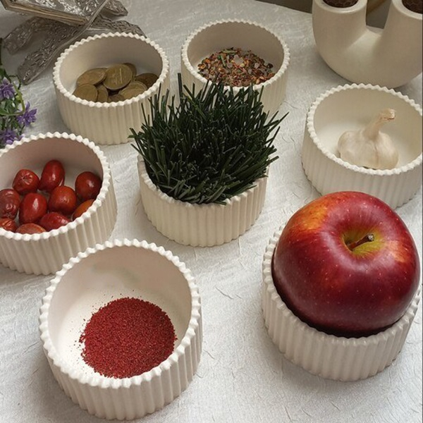 مجموعه ظروف هفت سین 7 پارچه مدل شیاردار دردار