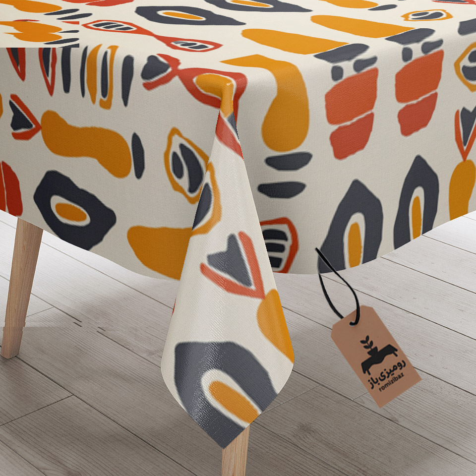 رومیزی برند رومیزی باز طرح مربع مدل آفریقایی باستان کد 1058