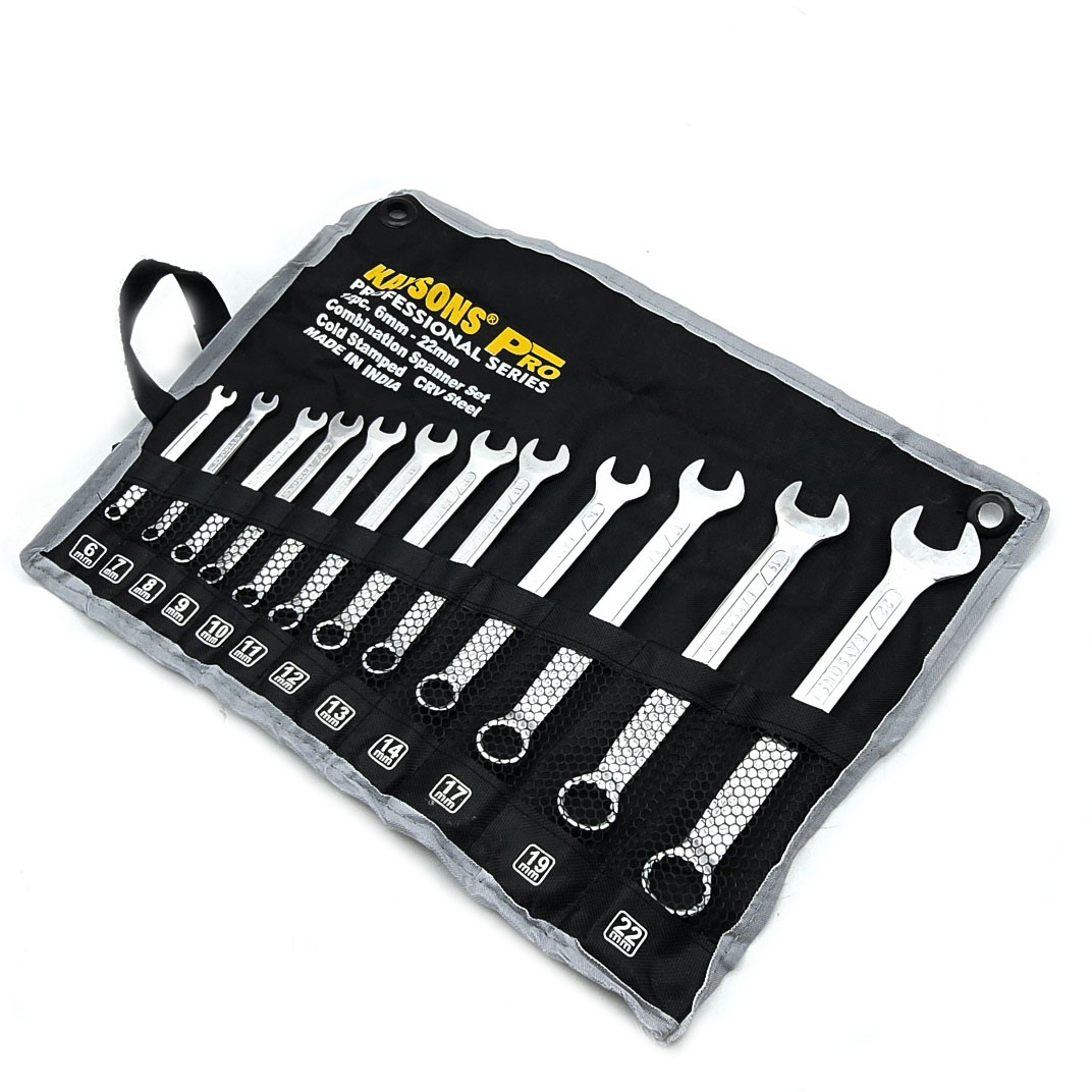 آچار یکسر تخت و یکسر رینگی کیسون مدل 6MM-22MM-12PCS مجموعه 12 عددی