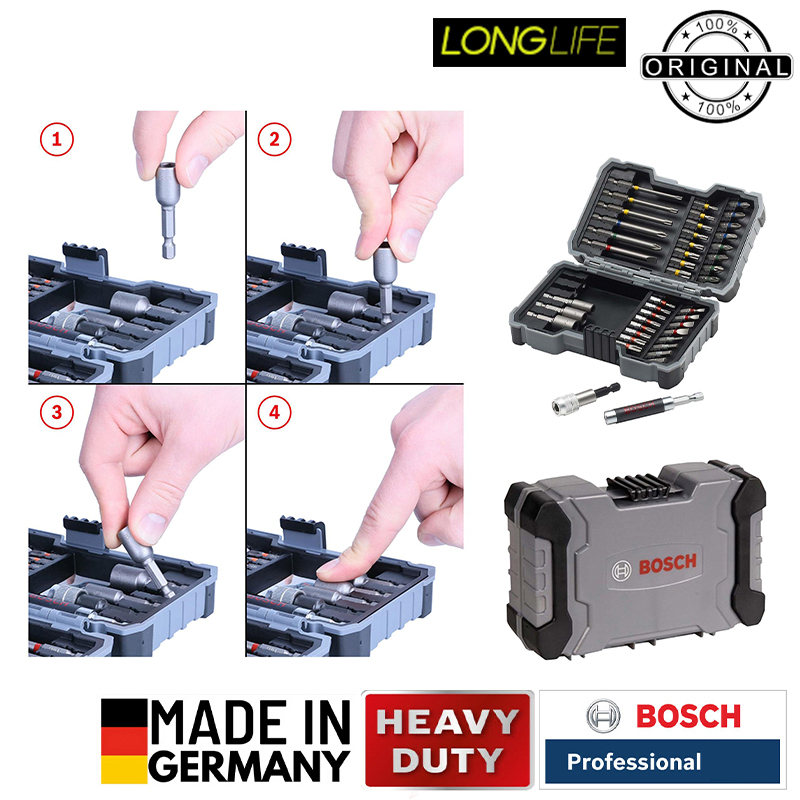 سری پیچ گوشتی و بکس سردریلی بوش مدل BO-43 PCS BOX مجموعه 43 عددی