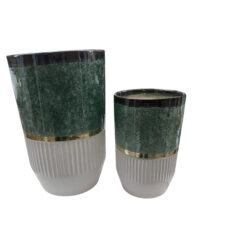 گلدان سرامیک طرح شیار دار مجموعه 2 عددی