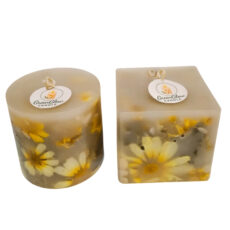 شمع دست‌ساز مدل گل خشک نوربرگ آفتاب بسته 2 عددی