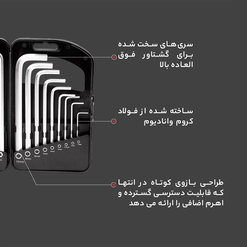 آچار آلن و ستاره ای رونیکس مدل 2051HEX-KEY مجموعه 18 عددی