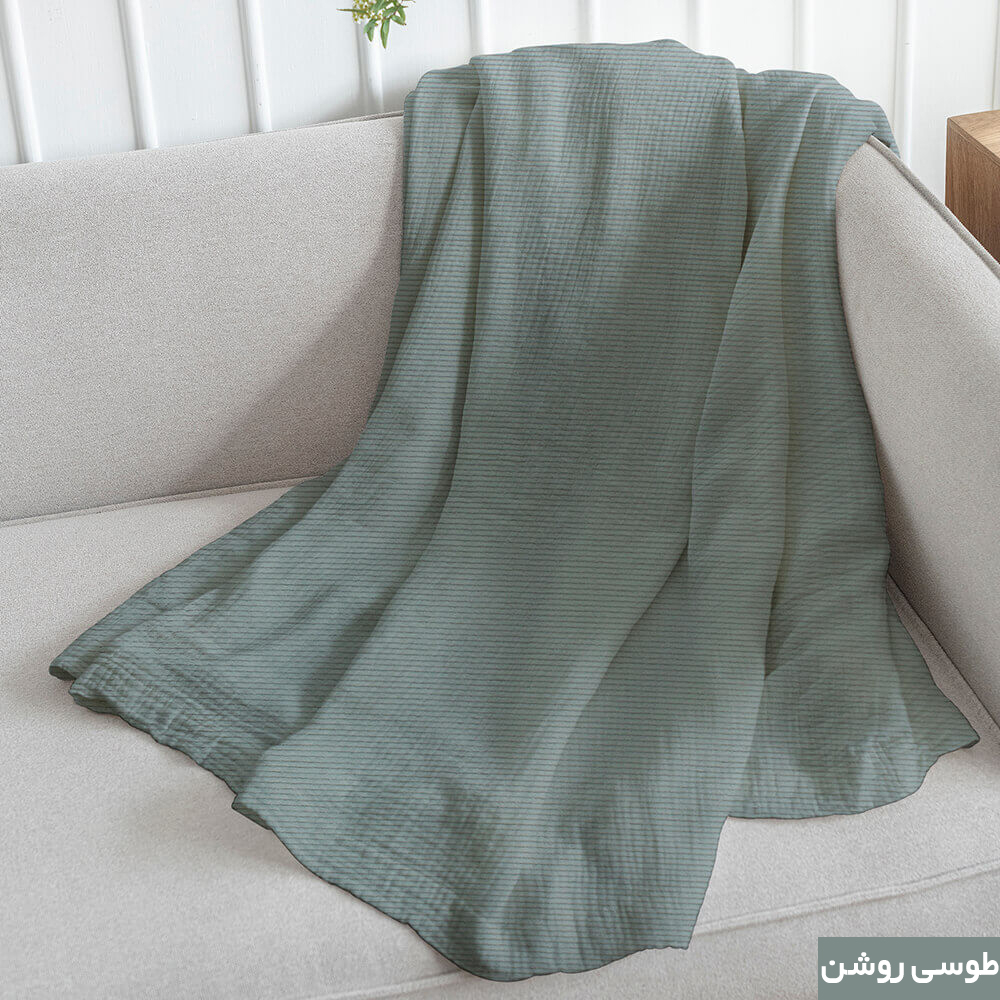 شال مبل شاران هوم مدل مخملی طرح راه راه سایز 450×170 سانتی متر