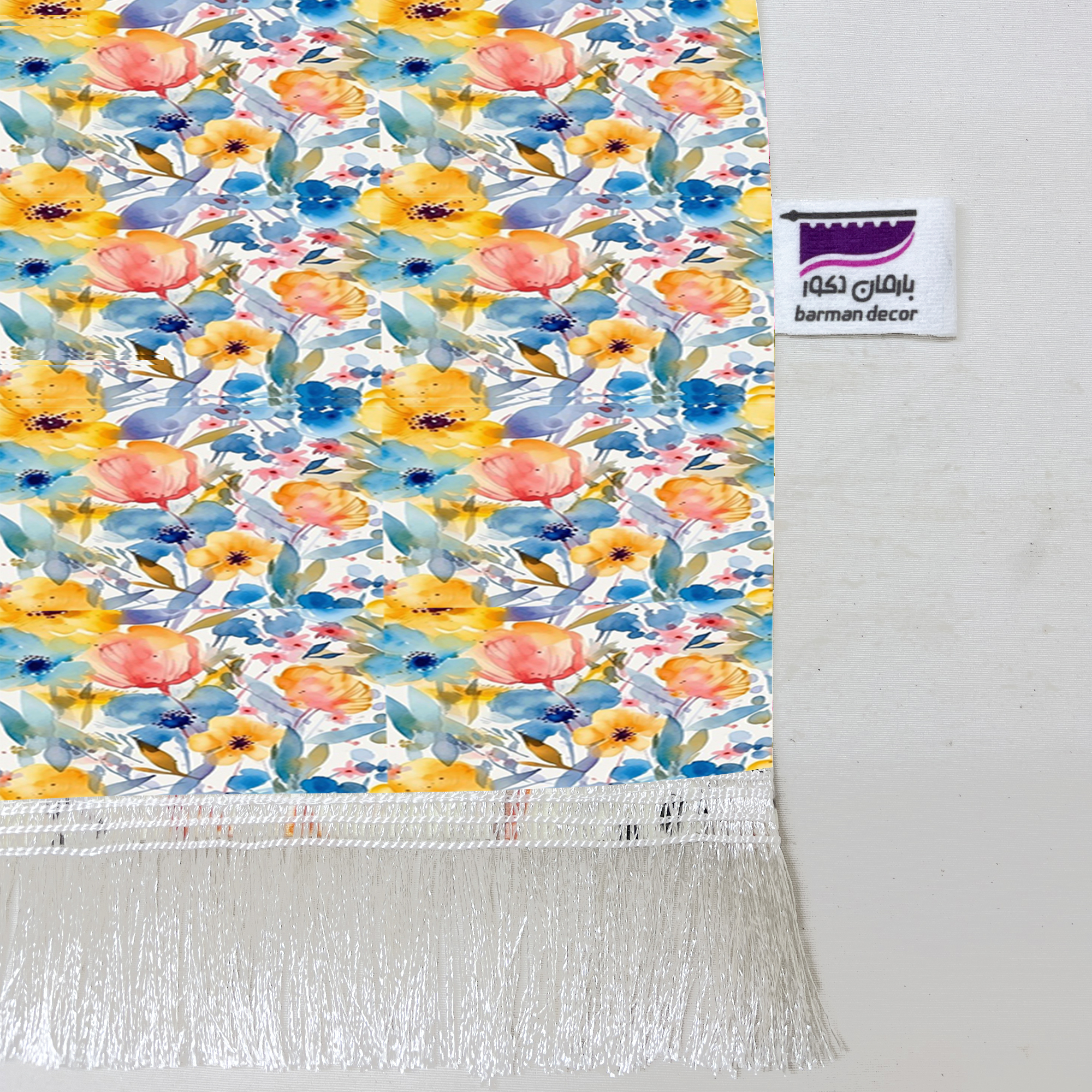 شال مبل بارمان دکور طرح گل های آبرنگی کد 02 سایز 98x180 سانتی متر