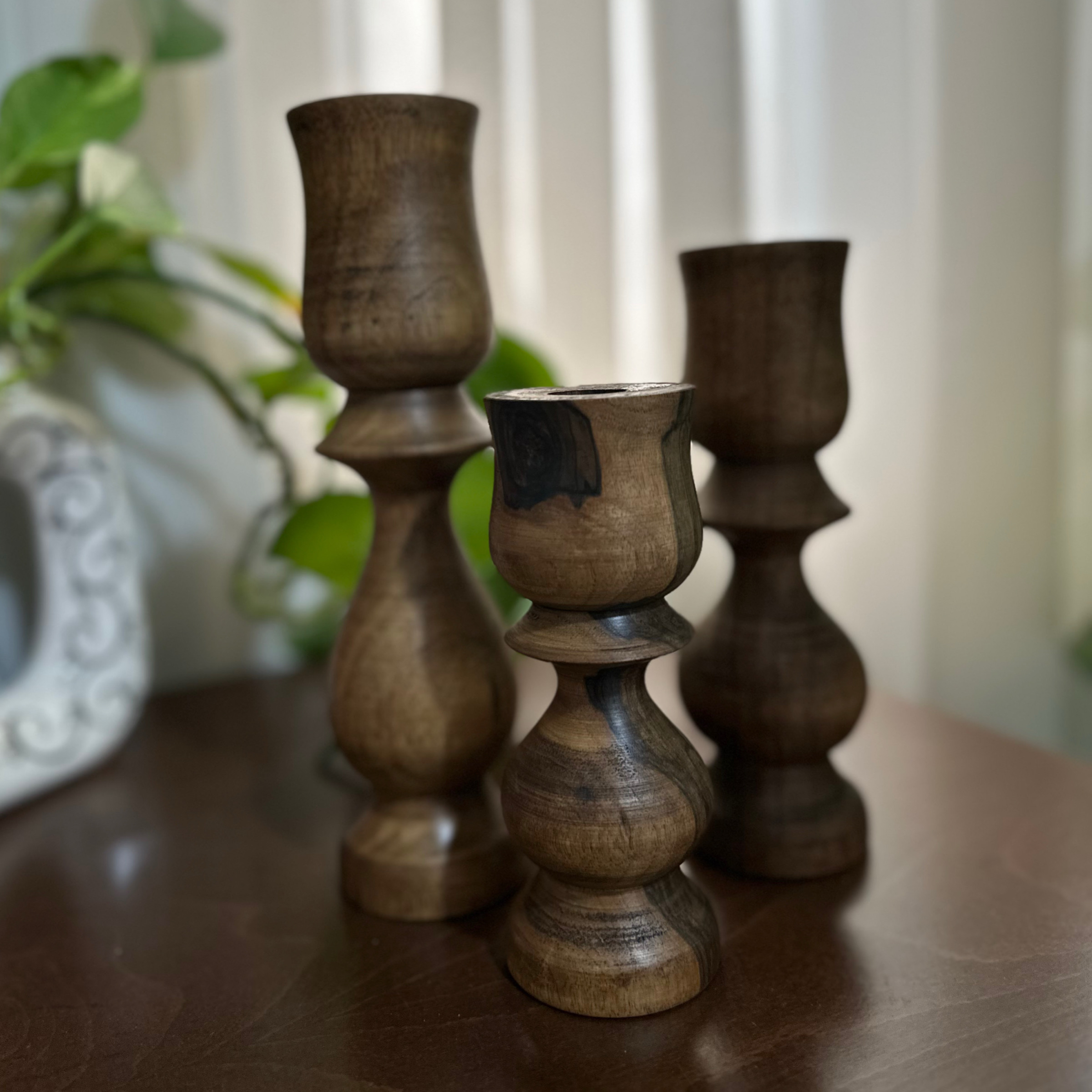 شمعدان چوبی کد 105 مجموعه 3 عددی