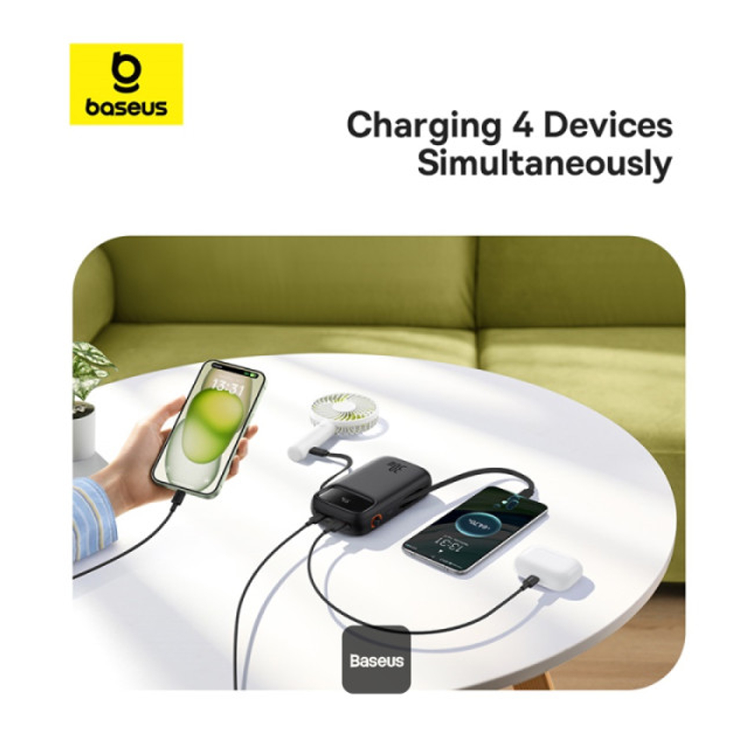 پاوربانک 30 وات بیسوس مدل QPow2 ظرفیت 20000 میلی آمپر ساعت