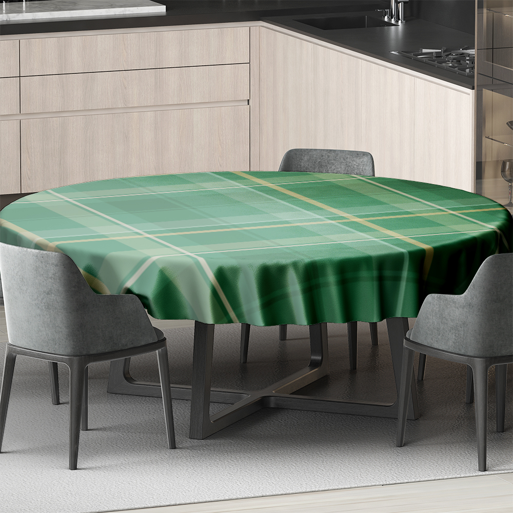رومیزی مدل گرد مخمل طرح چهارخانه مدرن کد ۱۱۰۲۵