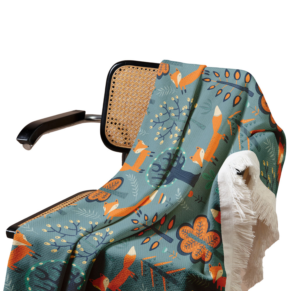 شال مبل طرح روباه بازیگوش کد Q2SH1054 سایز 98x180 سانتی متر