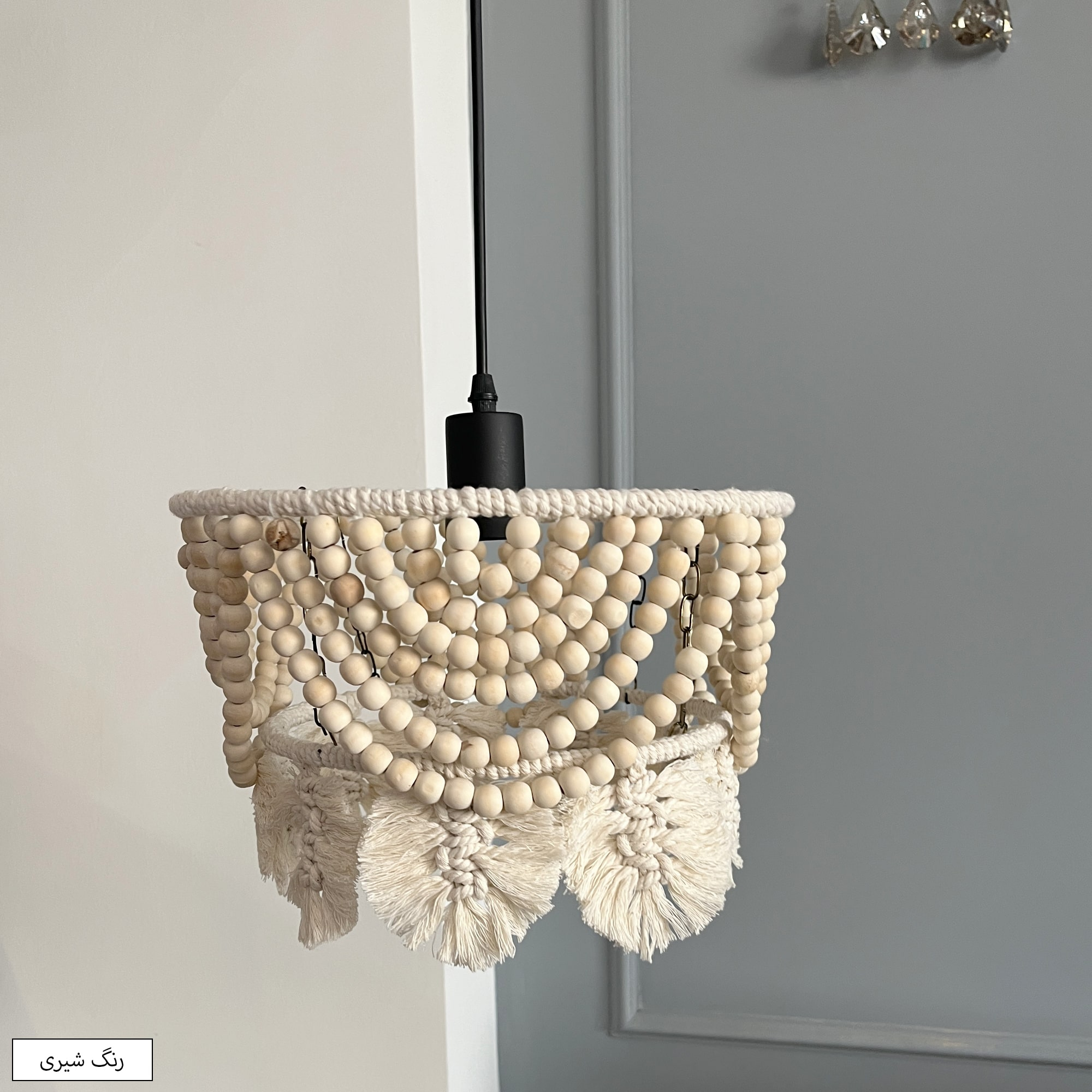 لوستر تزئینی مدل چوبی استایل مکرومه