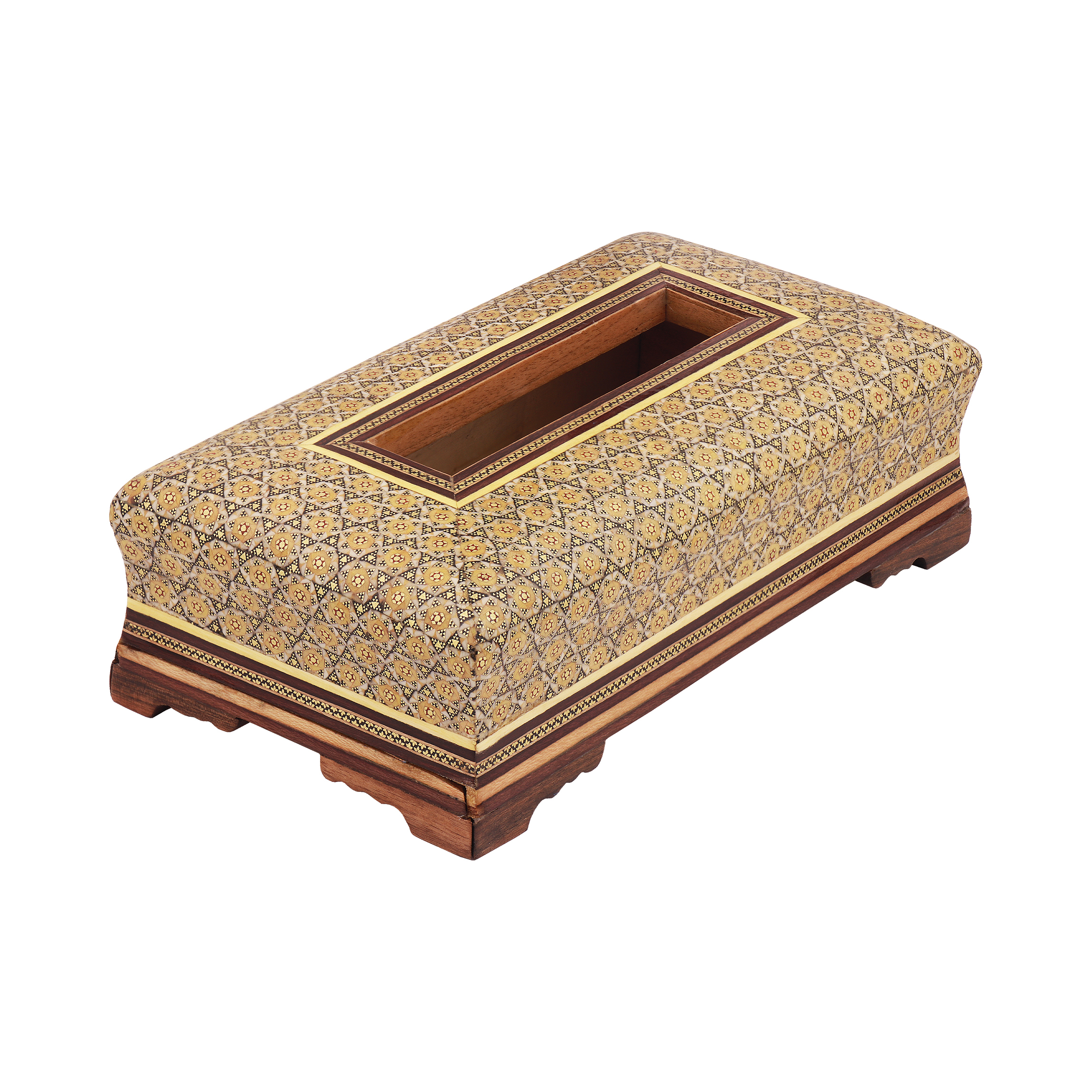 جعبه دستمال کاغذی کشویی مدل خاتم کاری تخمه دار