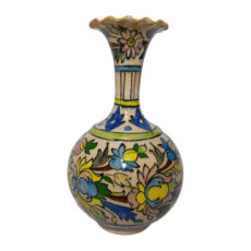 گلدان سفالی شیپوری طرح گل و مرغ کد 029