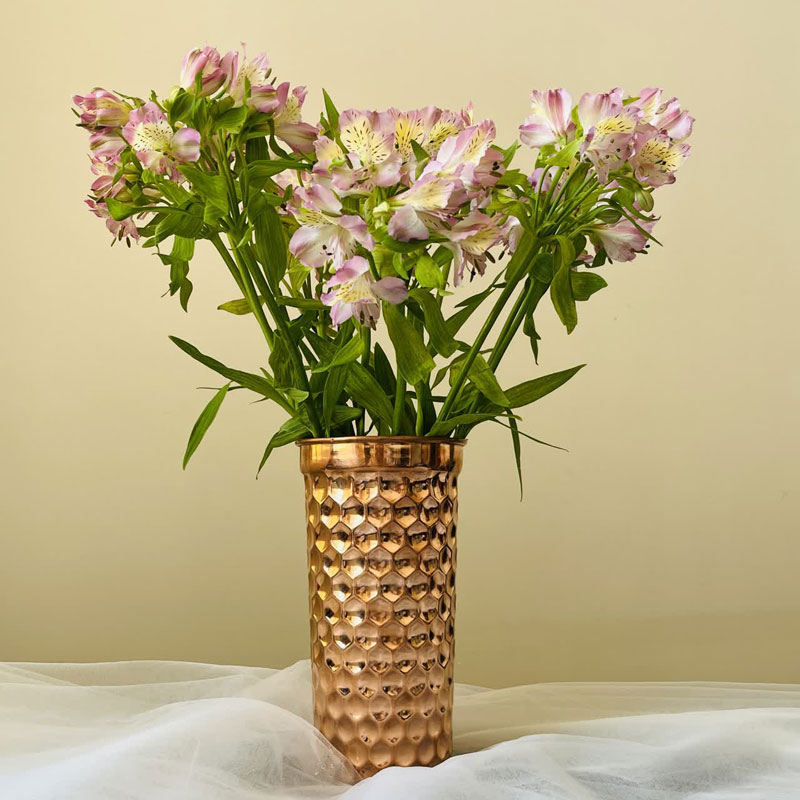 گلدان مسی سه بعدی طرح شش ضلعی کد ZH394