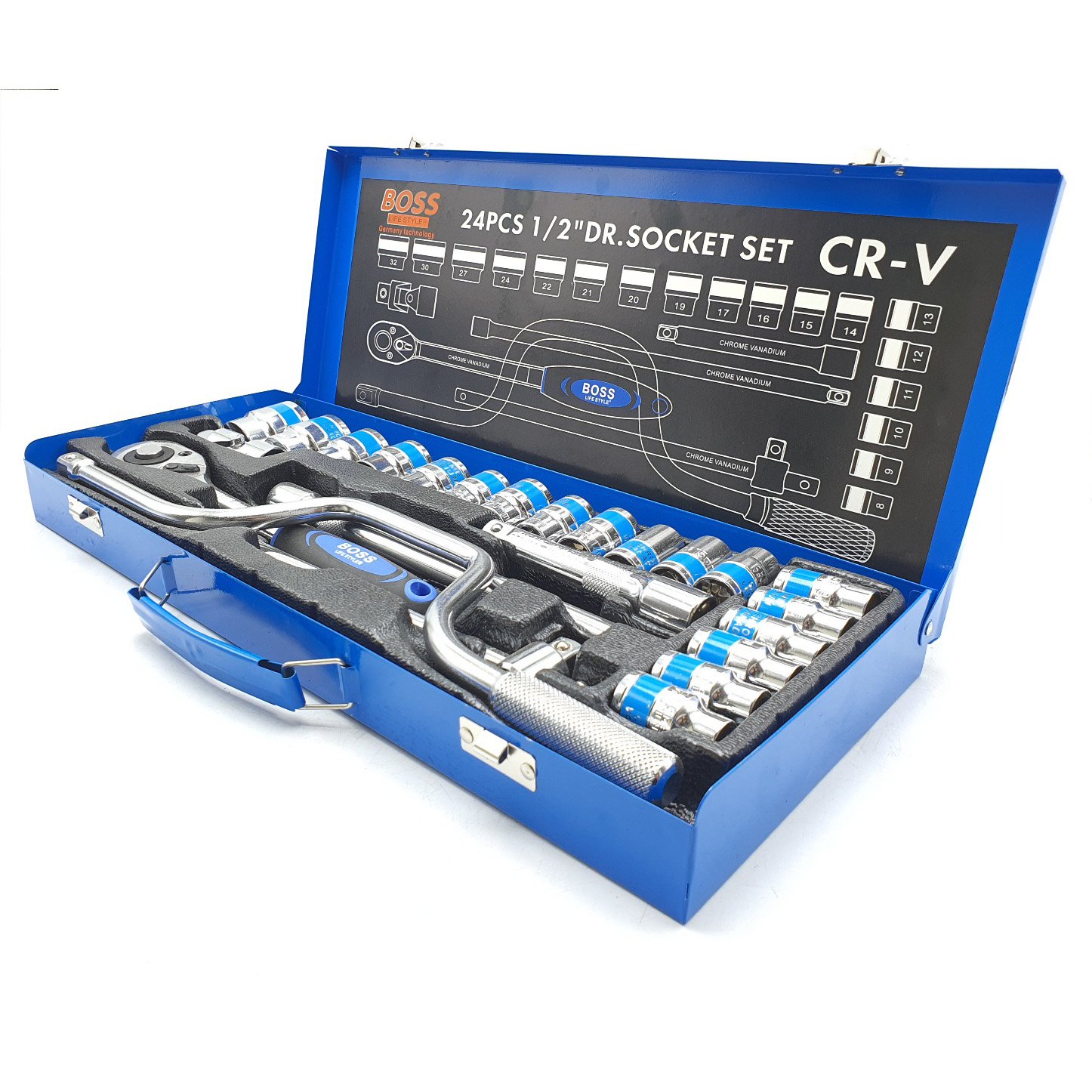 آچار بکس جغجغه ای باس مدل 24PCS-CR-V مجموعه 24 عددی