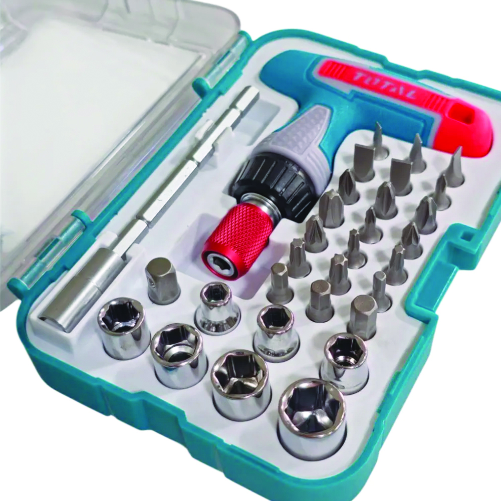 پیچ گوشتی و سری پیچ گوشتی و بکس توتال مدل TACSD-30316 مجموعه 31 عددی