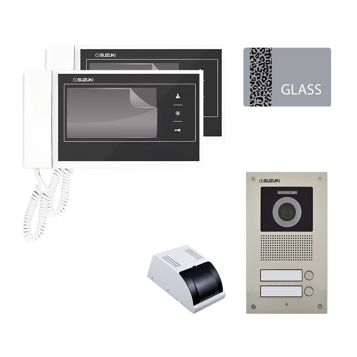 مجموعه دربازکن تصویری سوزوکی مدل 727-4ucm دو واحدی به همراه محافظ صفحه