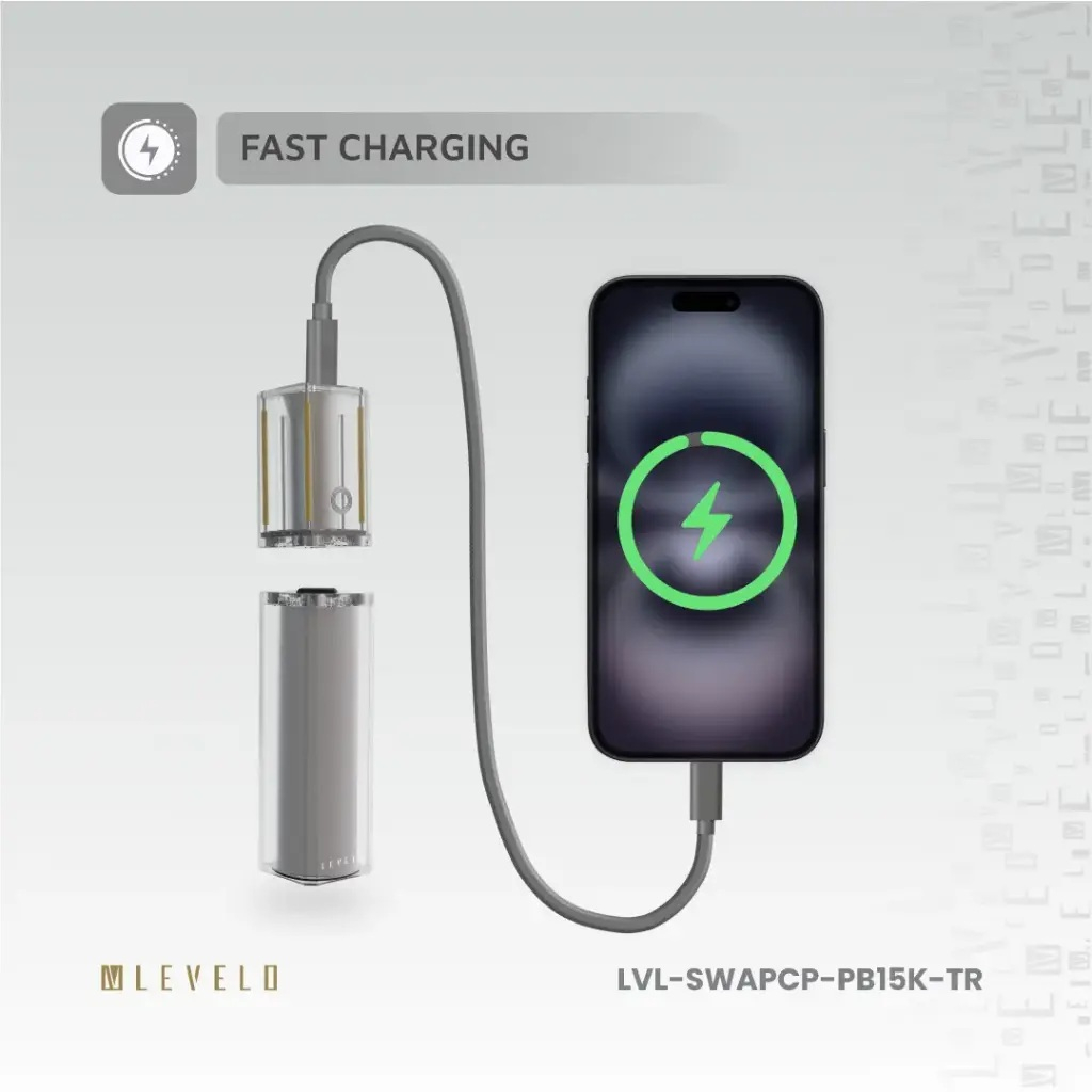 پاوربانک لِولو مدل LVL-SWAPCP-PB15K-TR ظرفیت 15000 میلی آمپر ساعت