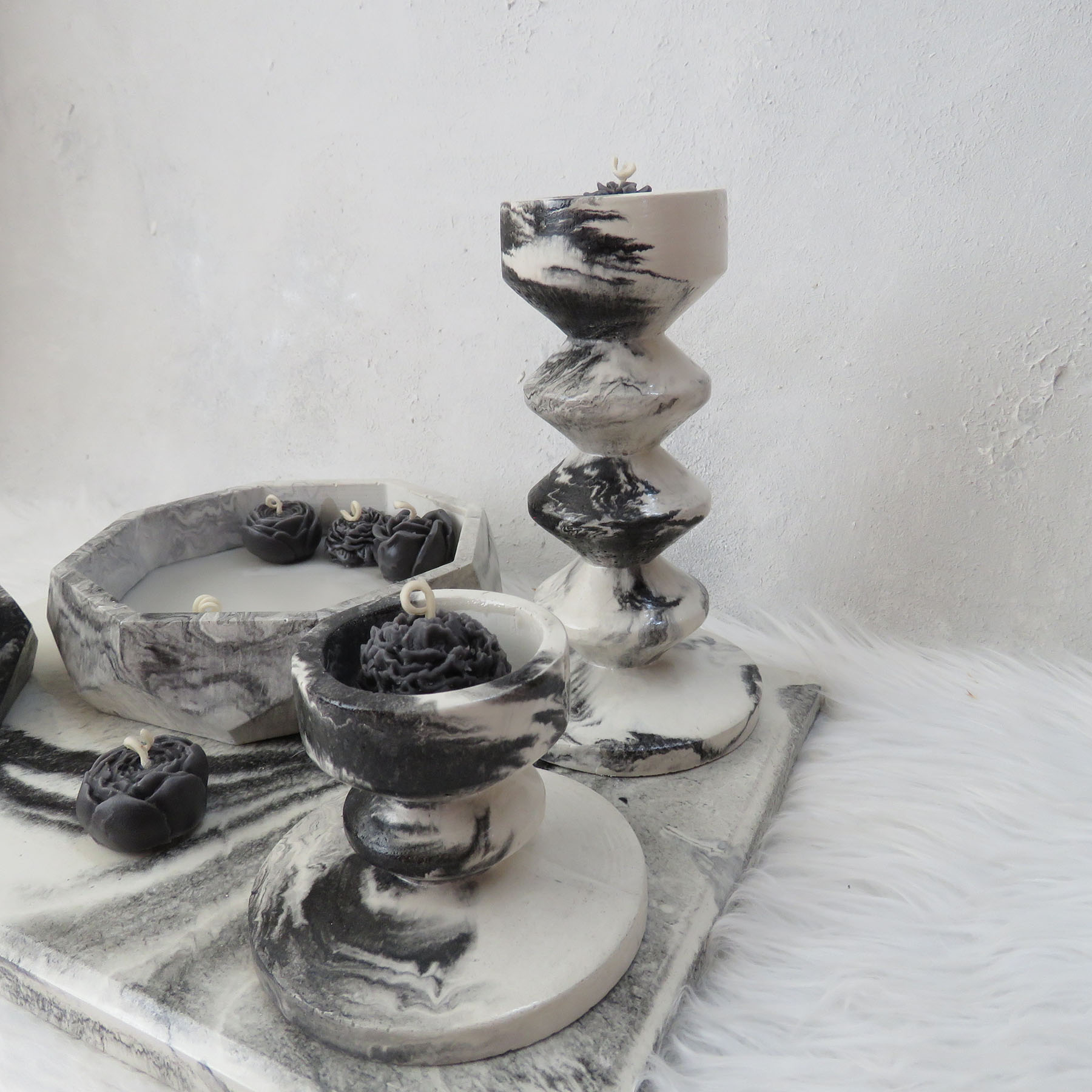 ست شمع کاسه ای و جاشمعی مدل الین کد 550 مجموعه 8 عددی