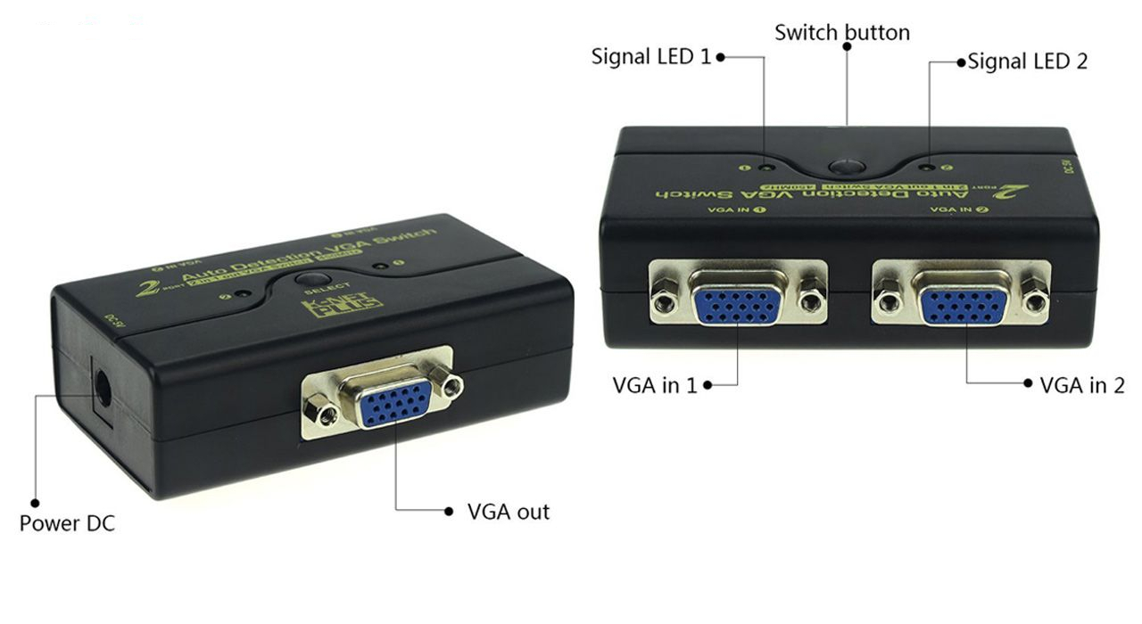 سوئیچ دو پورت VGA کی نت پلاس مدل KPM9021