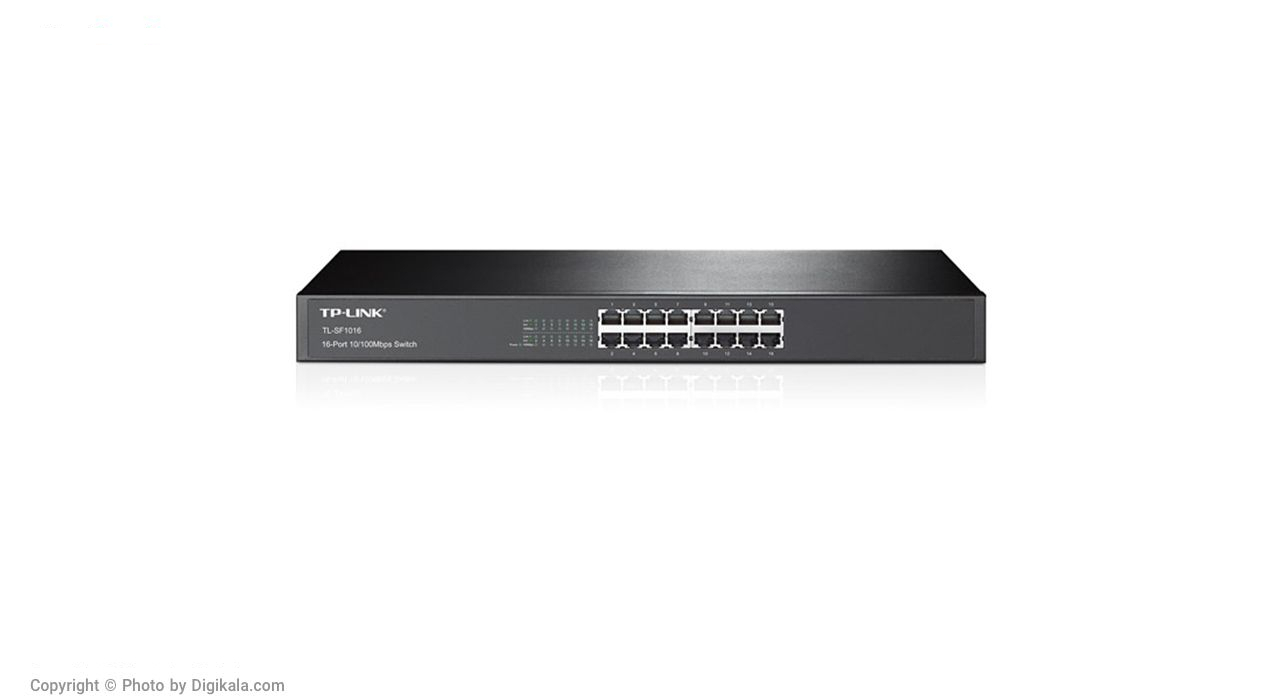 سوییچ 16 پورت مگابیتی و رکمونت تی پی-لینک مدل TL-SF1016