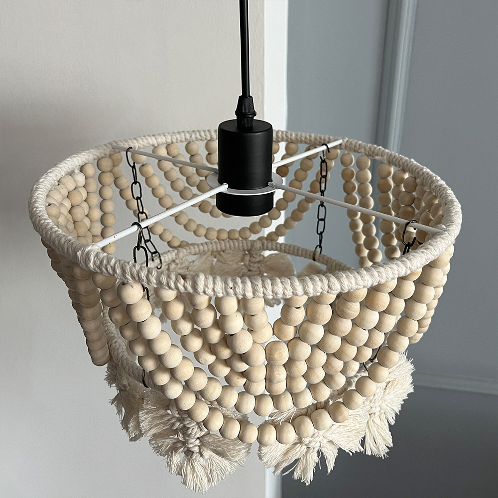 لوستر بافتنی مدل چوبی استایل مکرومه کد 40