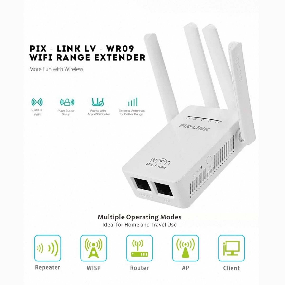 توسعه دهنده شبکه بی‌سیم پیکس لینک مدل LV-WR09/WR09Q