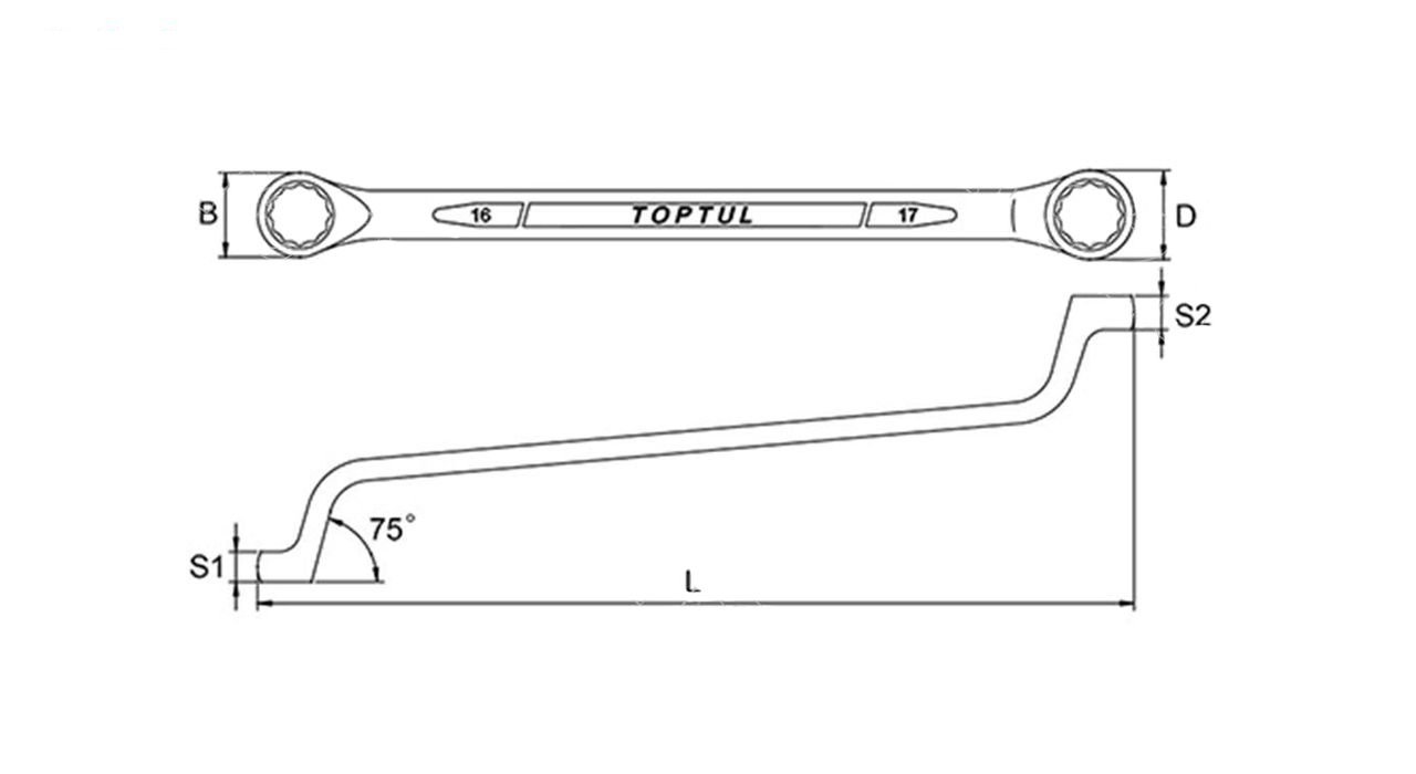 مجموعه 12 عددی آچار دو سر رینگ تاپ تول مدل GAAA1204