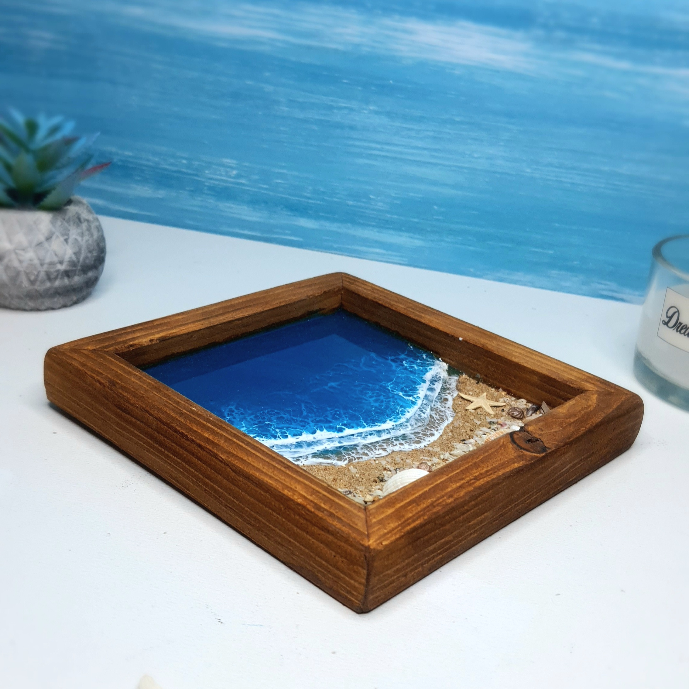 تابلو رزینی طرح دریا و ساحل