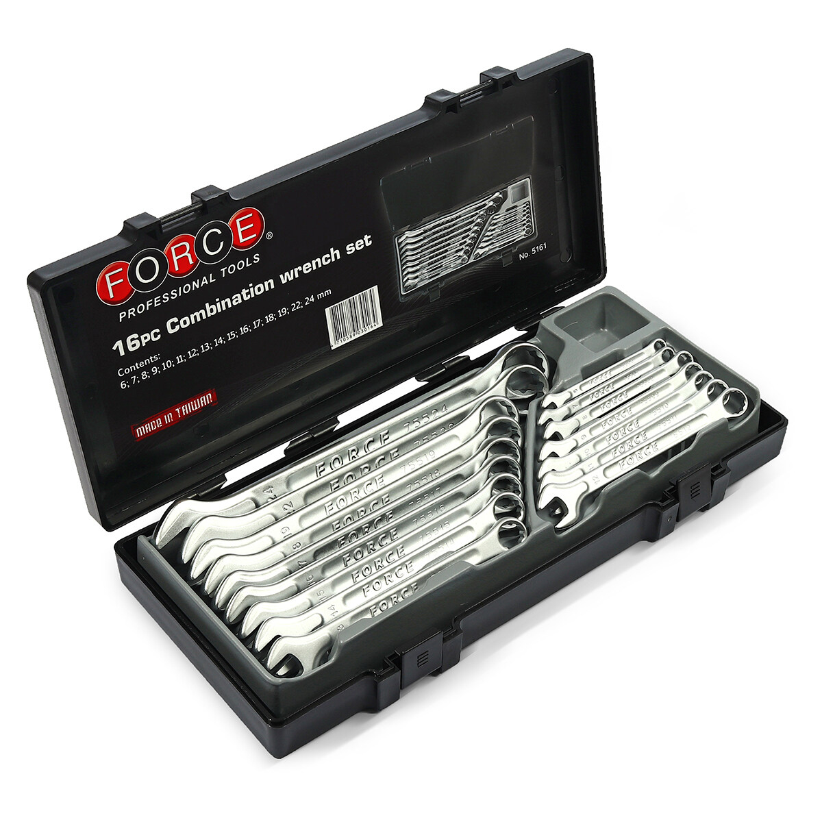 آچار یکسر تخت و یکسر رینگی فورس مدل 5161 مجموعه 16 عددی