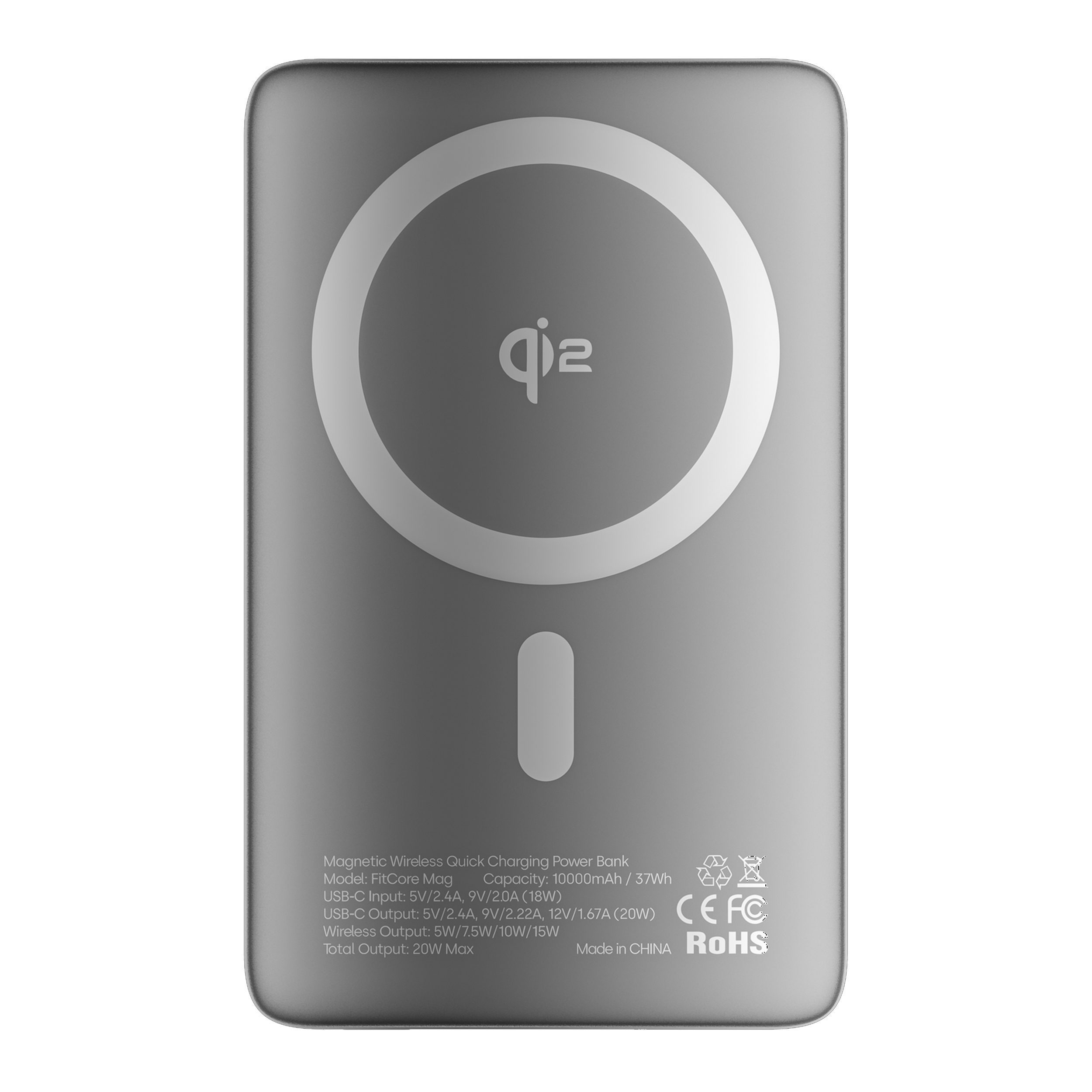 پاوربانک بی‌سیم 15وات گلوریمی مدل FitCore Mag ظرفیت 10000 میلی آمپر ساعت