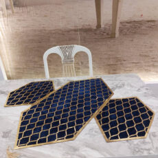 ست سه تکه رومیزی آرکاد مدل چرم و مخمل طرح موج کد T8540