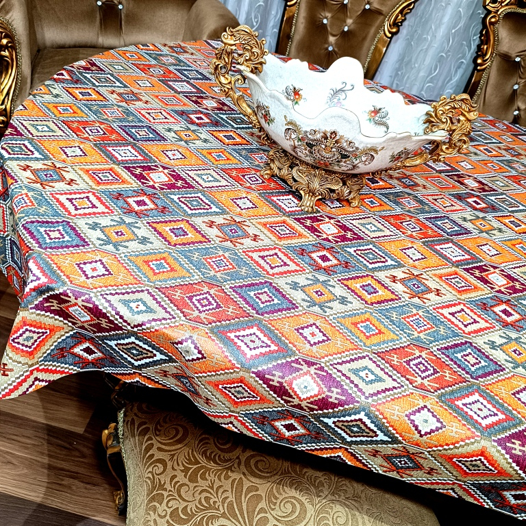 رومیزی طرح گلیم ترک مدل پارچه ای کد A140-T250cm